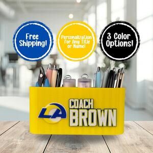 Personalized Los Angeles Rams Desk Organizer, Custom Rams Gifts